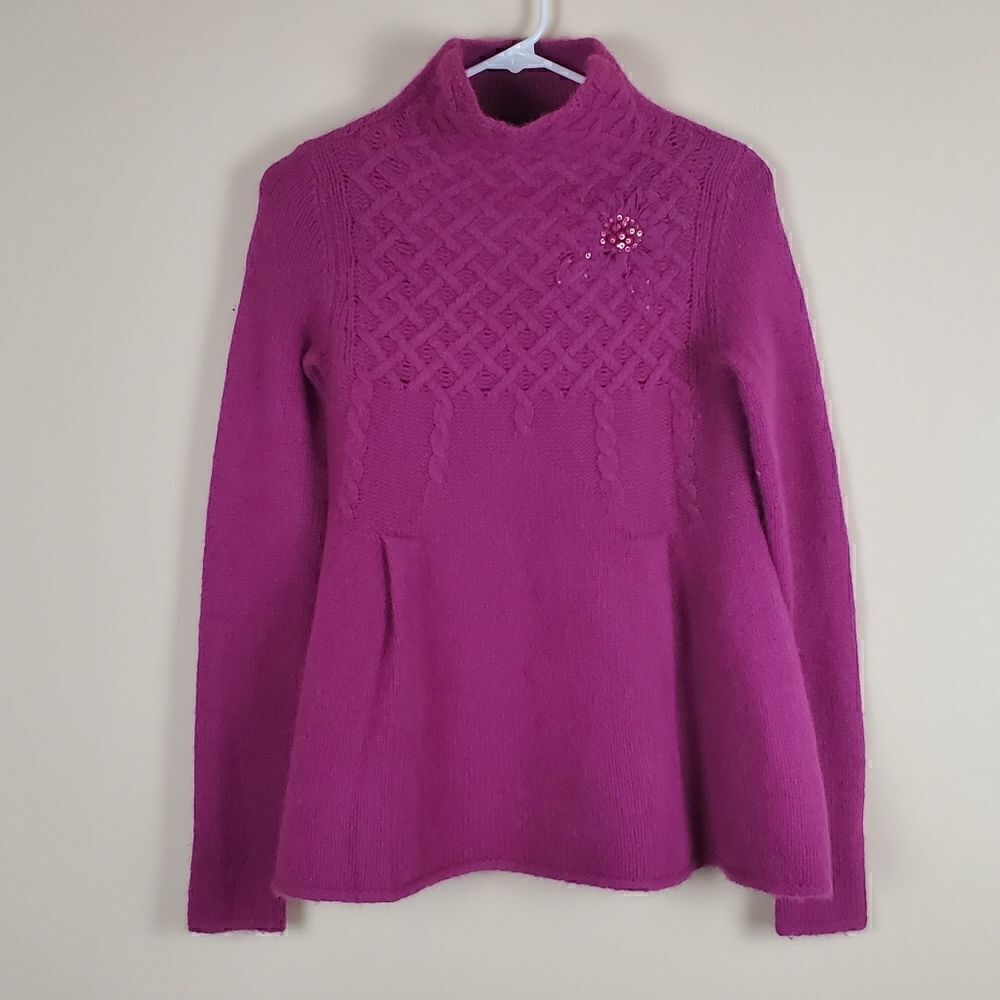 Moda International Purple Wool Blend Mock Neck Sweater